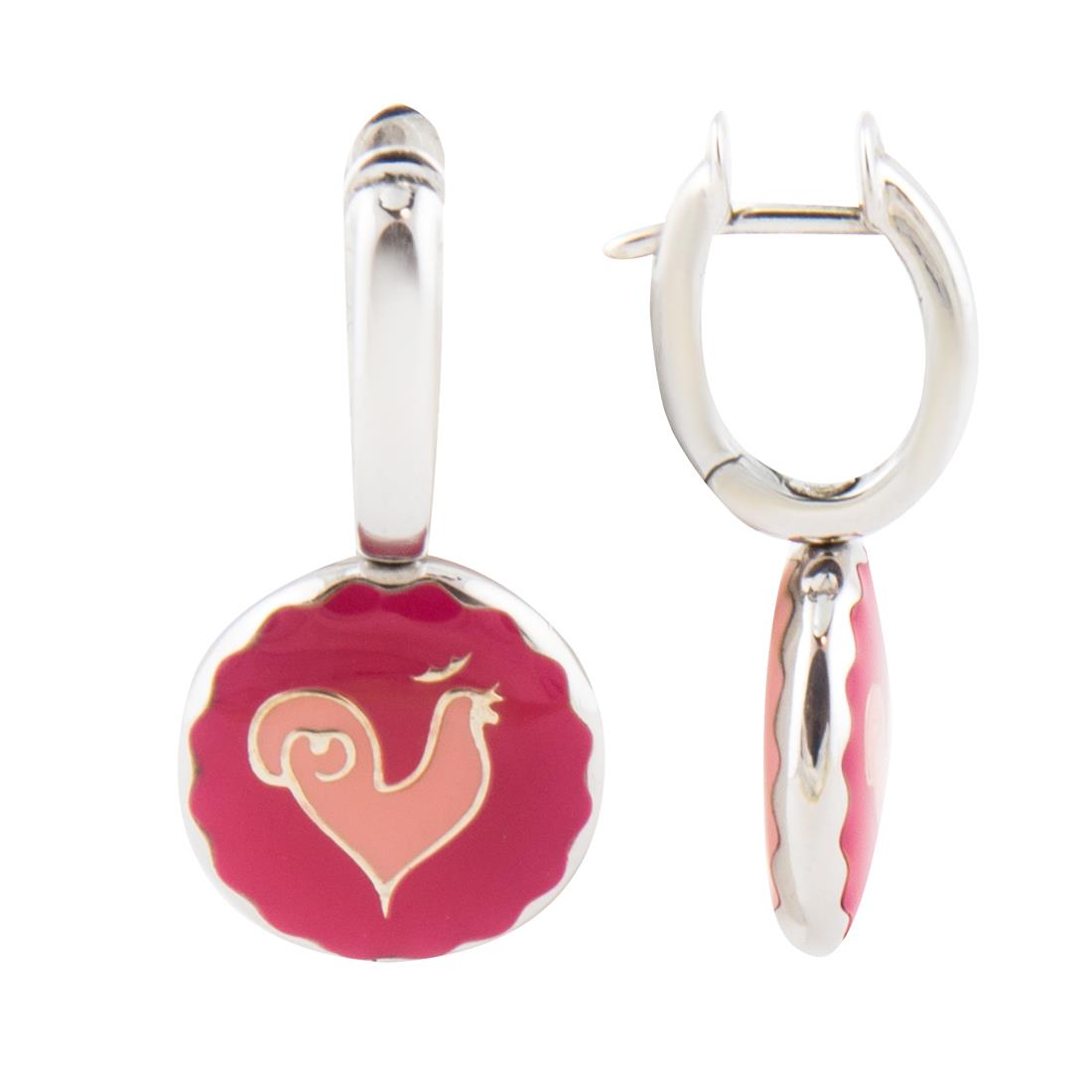 Orecchini in argento Et Voilà con smalto rosa CHANTECLER Luxury Zone