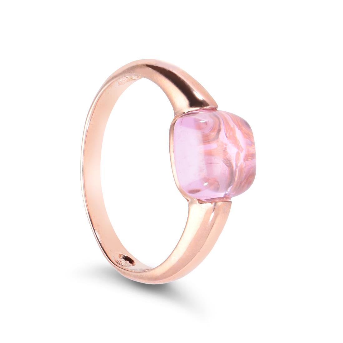 Anello In Argento Rosato Con Pietra Oro Co Luxury Zone