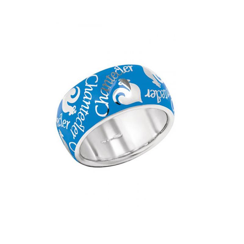 Anello A Fascia Et Voil In Argento Smalto Azzurro Chantecler