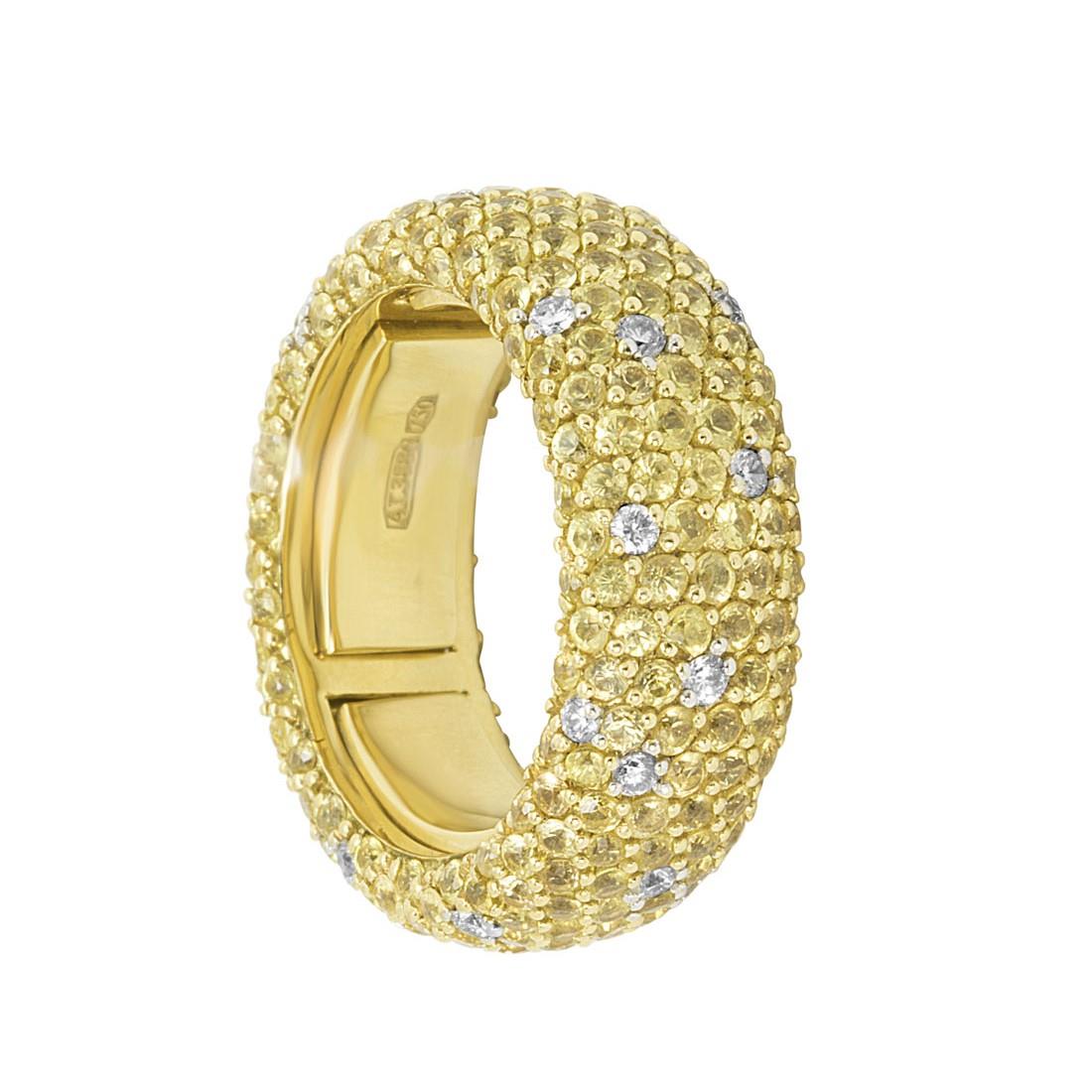 Anello Eternity In Oro Giallo Con Diamanti Ct 0 56 E Zaffiri Ct 5 10